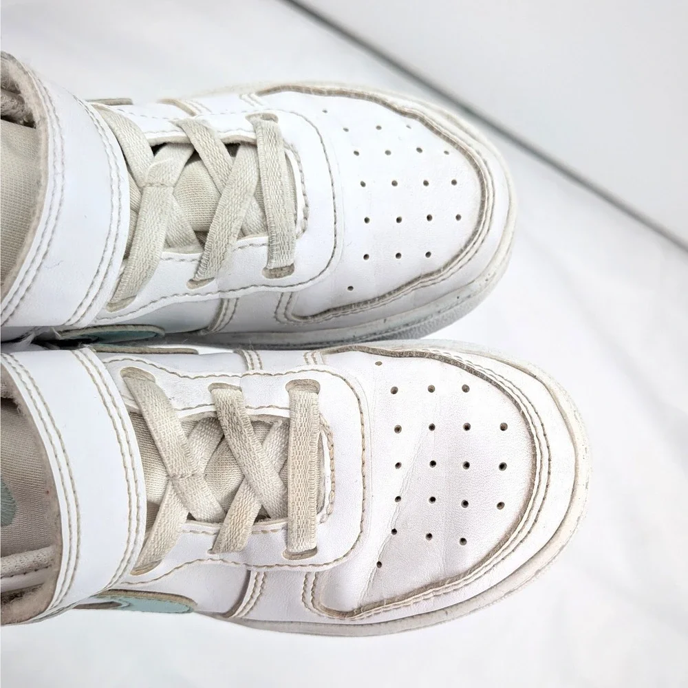 Nike Court Borough Low Toddler Sneakers White Mint Hook Loop‎ Size 9C